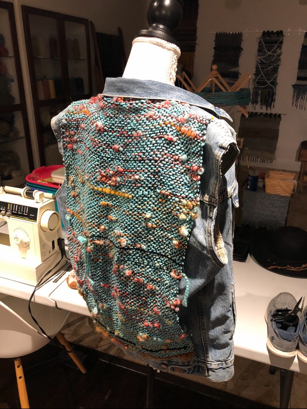 Levi's Blue Denim Jacket with Turquoise Knit Back